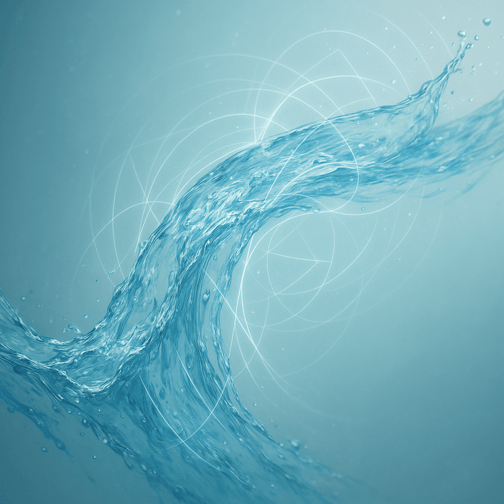 UMH Wasserbeleber Modul: Abstrakte Darstellung von reinem, vitalisiertem Wasser und Energieflüssen.