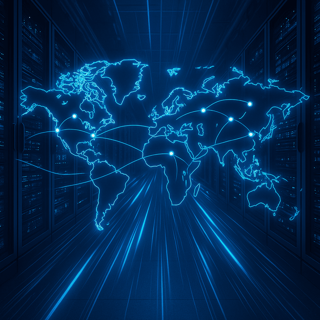 Hostinger globale Rechenzentren: Schnelle Datenströme und weltweite Server-Verbindungen.